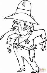 Coloring Sheriff Sceriffo Bocca Spiga Badge sketch template