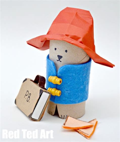 easy paddington bear craft   toilet paper rolls red ted art