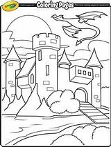 Coloring Castle Dragon Pages Crayola Medieval Flying Above Kids Creatures Printable Colouring Castles Drawings Imaginary Sheets Print Sheet Hogwarts Color sketch template