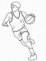 Coloring Basketball Player Pages Printable Dribble sketch template