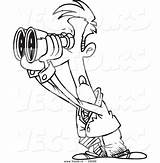 Binoculars Forecast Businessman Viewing Toonaday sketch template