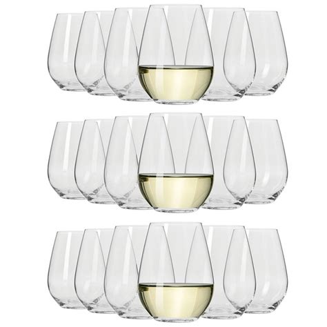 18pk Krosno Stemless White Wine Glasses Set 420ml Glassware Cocktail