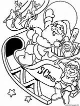 Santa Coloring Claus Pages Colouring Flying His Drawing Sleigh Printable Christmas Color Wallpaper Print Sled Rudolph Duck Book Clipartmag Santas sketch template