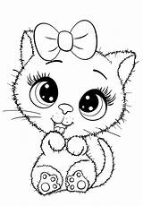 Kitten Coloring Pages Bow Cutie Print раскраски Cuties Color из все категории sketch template