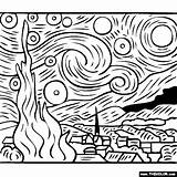 Starry Night Coloring Gogh Van Vincent Painting Pages Choose Board sketch template