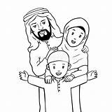 Family Muslim Happy Vector Islamic Clipart Coloring Illustration Malay Hand Drawn Man Cartoon Clip Illustrations Clipground Similar sketch template