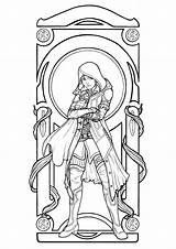Nouveau Coloring Pages Woman Adults Style Drawing Adult Coat Young Long Evie Frye Hooded Color Inspiration Justcolor Nggallery sketch template