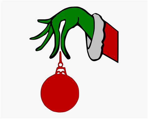 grinch hand holding ornament svg