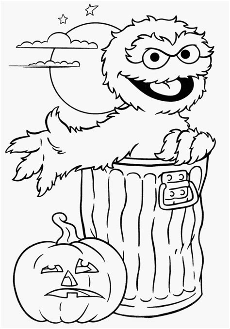 oscar sesame street halloween coloring pages