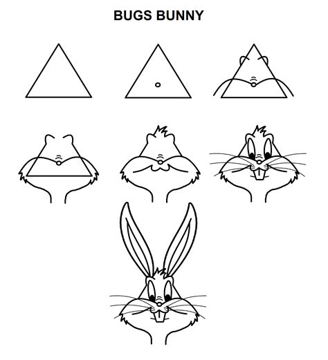 draw bugs bunny face step  step  drawing tutorials