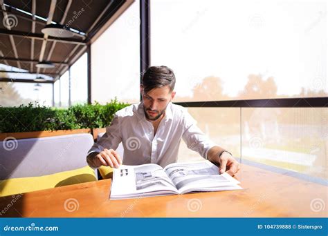 graphic designer reading catalog  cafe stock photo image  prosperous catalog