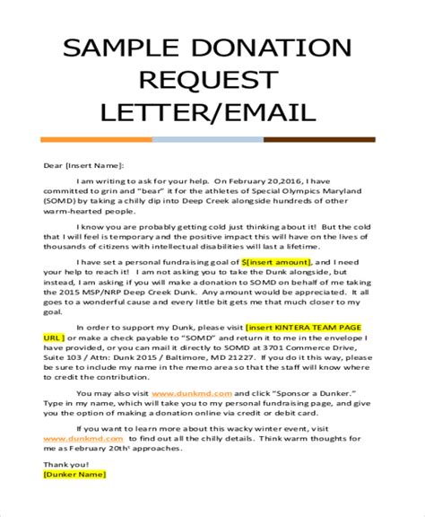 sample donation letters   ms word