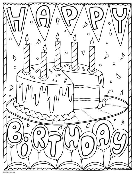 birthday colouring pages printable