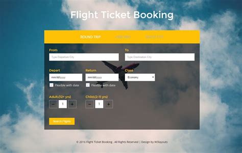 flight ticket booking html template   wlayouts