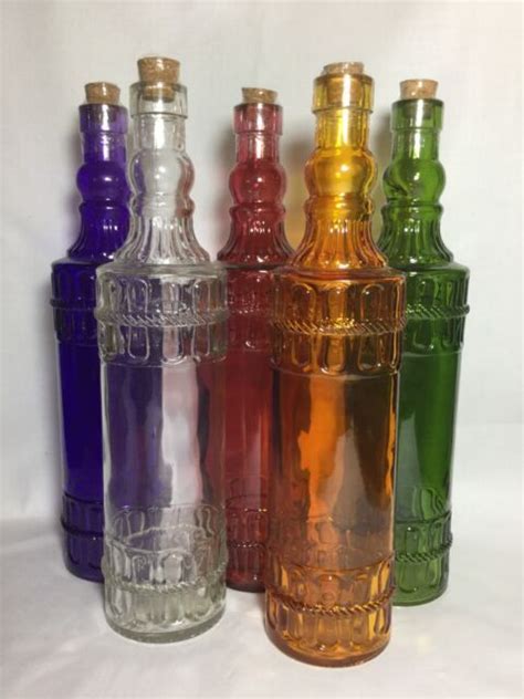 New 12 25 Decorative Tall Glass Bottle W Cork Embossed Design