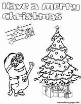 Christmas Coloring Minion Pages Printable Print Color Info sketch template