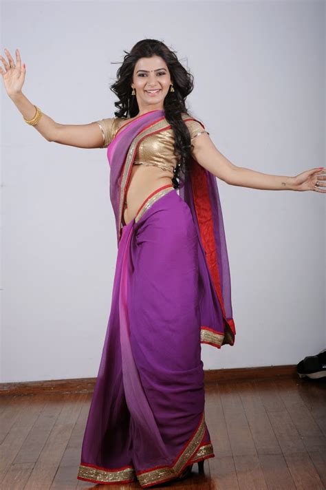 actress samantha in violet saree from jabardasth movie stylish designer sarees lehengas