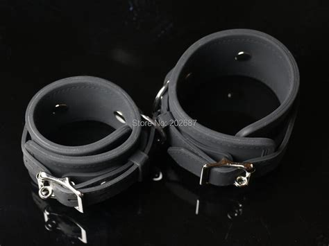 Black 100 Silicone Wrist Cuffs Or Ankle Cuffs Sex Toys For Couples