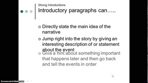 write  introduction paragraph   personal narrative essay