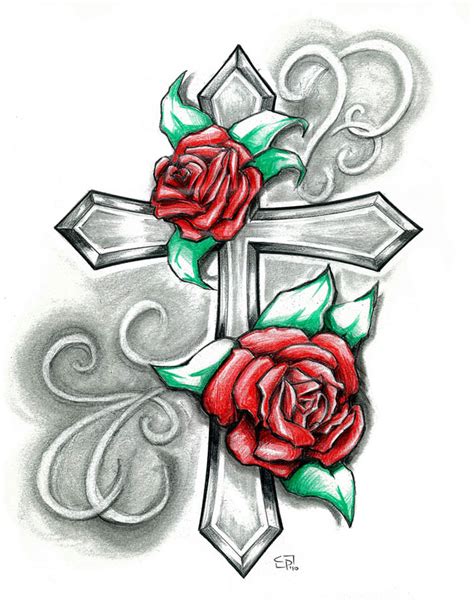 beautiful drawing rose  cross design tattoomagz tattoo designs