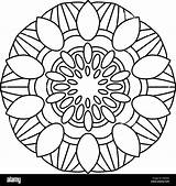 Coloring Alamy Mandala Circular Floral Vector Flower Pattern Illustration Isolated Oriental Elements Decorative Abstract Stock Adult Background Vintage sketch template