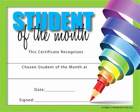 student   month certificates dannybarrantes template