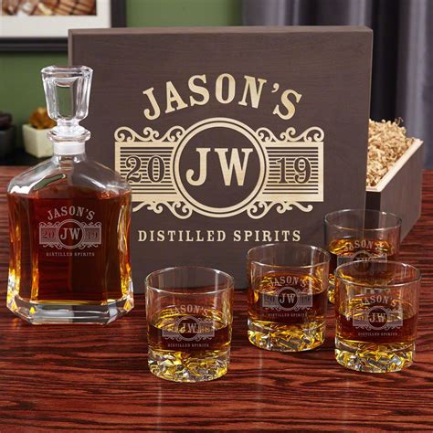 Marquee Personalized Decanter Set With Wood T Box