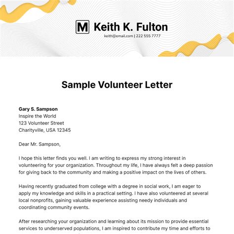 volunteer letter templates examples edit