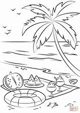 Coloring Beach Pages Summer Picnic Printable Drawing sketch template