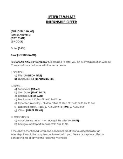 internship offer letter template shrm onvacationswallcom