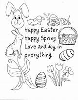 Easter Coloring Pages Happy Saying Kids sketch template