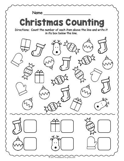 printable christmas counting worksheet christmas worksheets