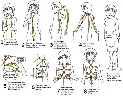 1girl Bdsm Bondage Bound Breasts Character Sheet Crotch Rope Diagram
