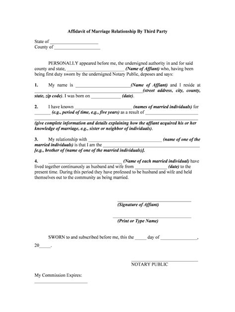 affidavit format  marriage certificate   fill