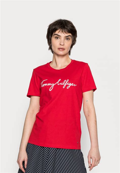 tommy hilfiger regular graphic tee t shirts med print red rød