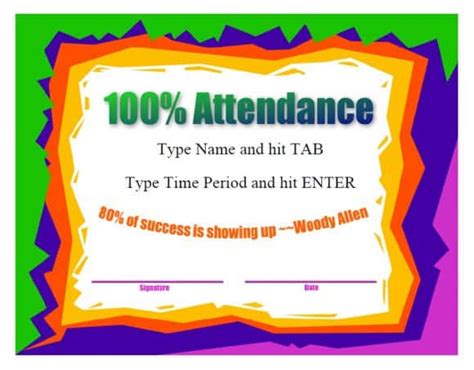 certificate   words  attendance   image