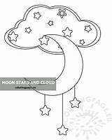 Moon Stars Cloud Outline Coloring Star sketch template