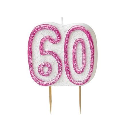 Pink Glitz Number 60 Candle 60th Birthday Cake Candles