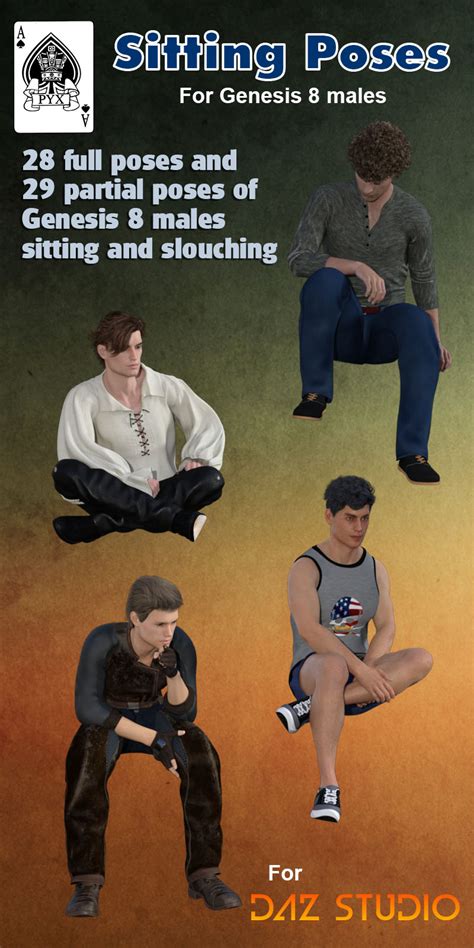 cgbytes store sitting poses for genesis 8 males