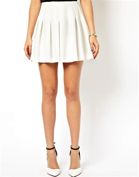 Asos Mini Skirt With Structured Pleats In White Lyst