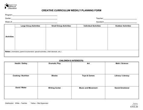 creative curriculum weekly plan curriculum lesson plans lesson plans