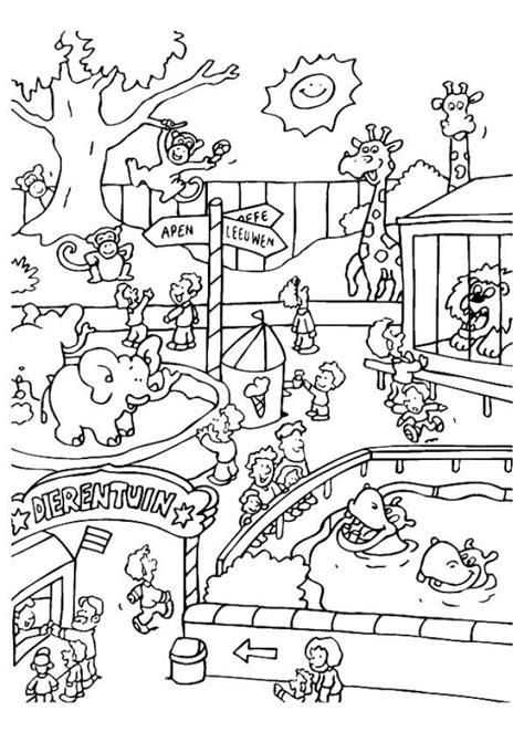 zoo scene coloring page coloring coloring pages