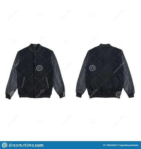 black varsity jacket front   view isolated  white background ready   mock