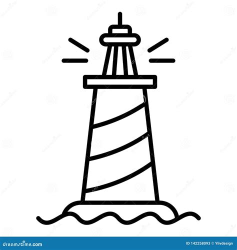 landmark lighthouse icon outline style stock vector illustration