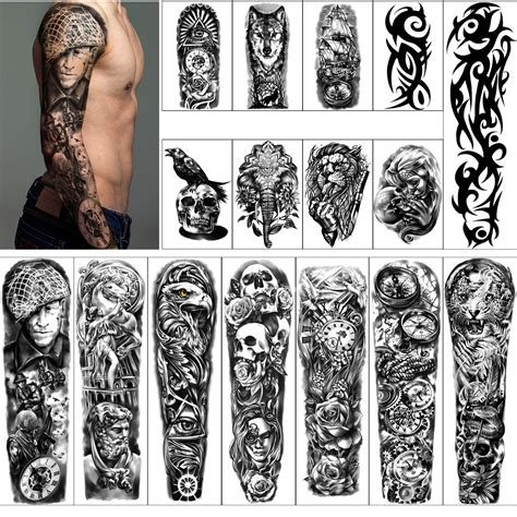 Buy Full Arm Temporary Tattoos 8 Sheets And Half Arm Shoulder