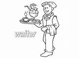 Waiter Coloring Waitress Pages Template Professions Getdrawings Drawing sketch template