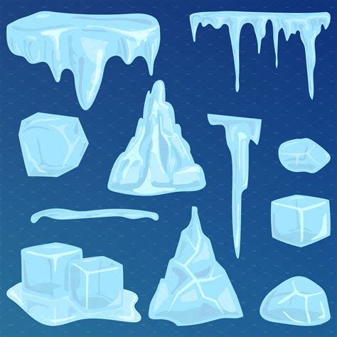 set  ice caps vector illustrator graphics creative market