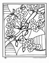 Coloring Cherry Blossom Japanese Pages Tree Blossoms Colouring Drawing Clipart Japan Color Sheets Adult Chinese Asian Jr Fantasy House Grade sketch template
