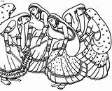 Dandiya Dance Garba Gujarat Mexican Dances Navratri 4to40 Raas Durga Madhubani Steps sketch template