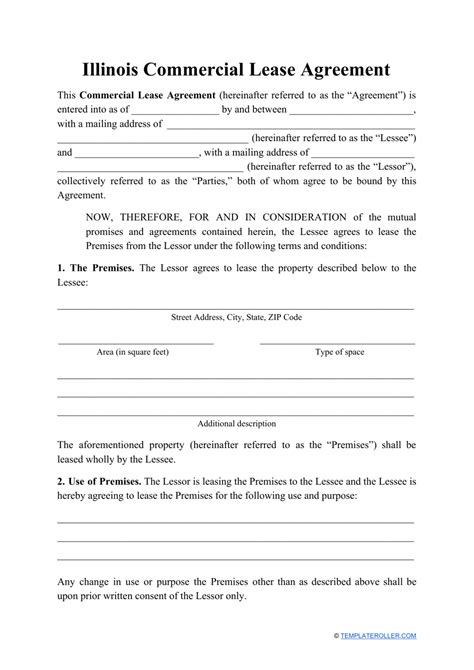 illinois commercial lease agreement template fill  sign